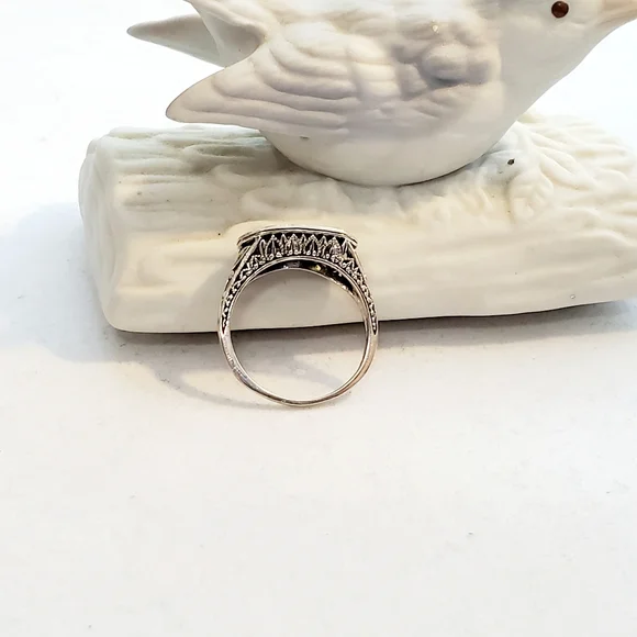 Vintage Sterling Silver Filigree Ring with Amethyst and Peridots Size 7.5 - Picture 3 of 16